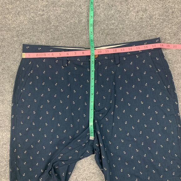 J Crew Gramercy Short Men 34 Navy Nautical Anchor Flat Front Cotton Casual Chino - Picture 5 of 10